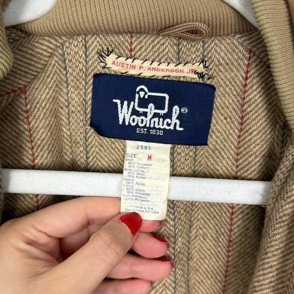 Woolrich 70s Vintage Chore Puffer Coat Longline Tan Warm Wool Lined Winter - Picture 6 of 7